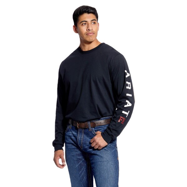Ariat FR Roughneck Logo Long Sleeve T-Shirt in Black